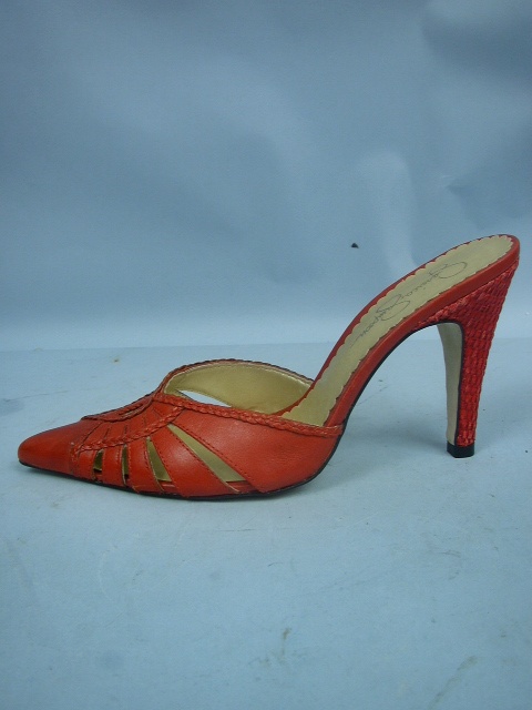 Jessica Simpson Red Leather High Heeled Slides  